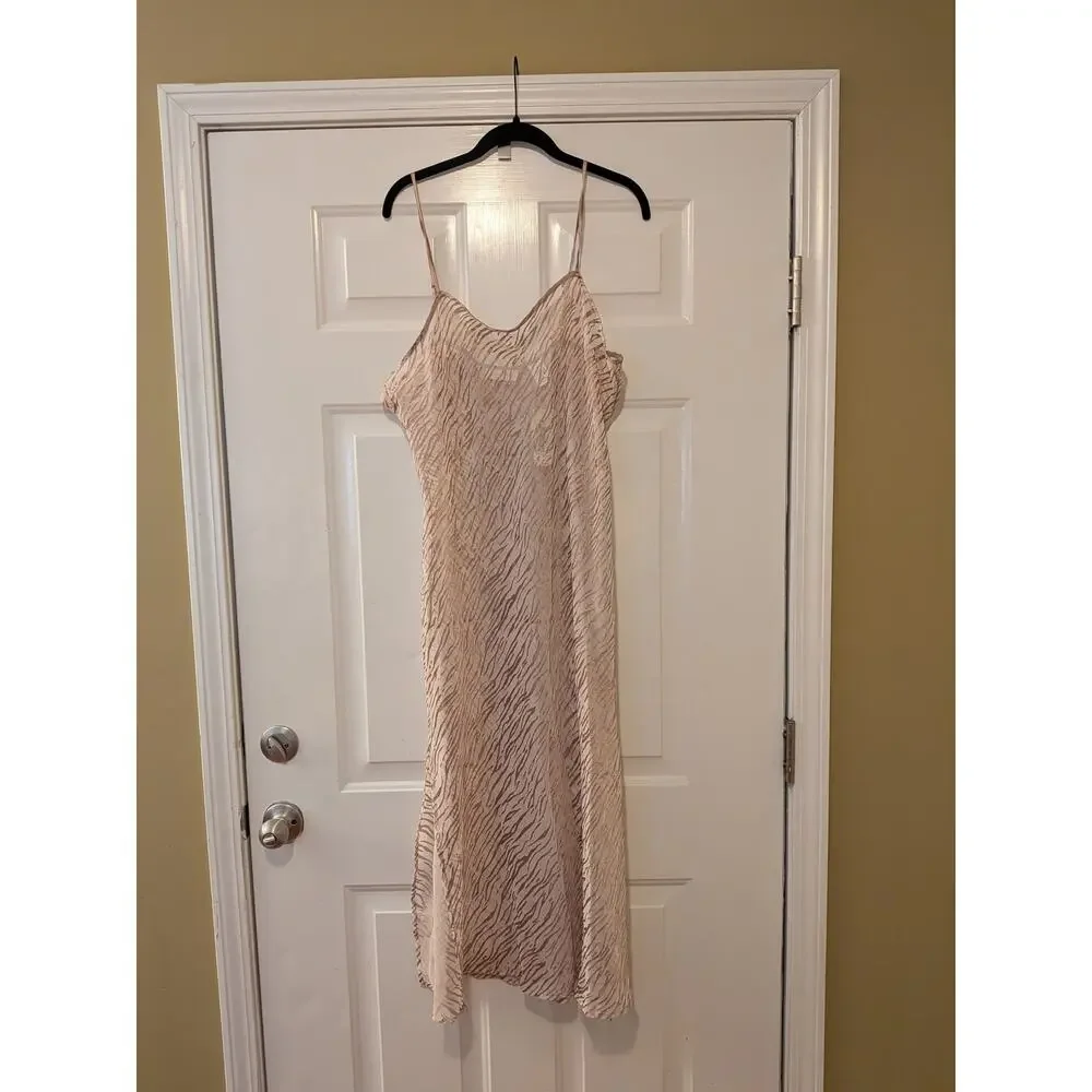Cabernet Sleepwear Lounge Set NWT Sheer Gold Zebra Duster Slip Dress Size Medium